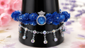Pulsera de flores azul oscuro
