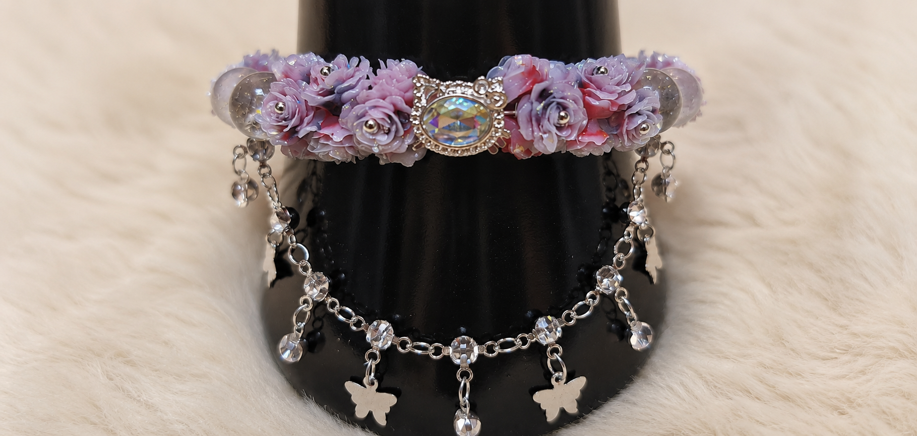 Pulsera de flores accesorio de gato