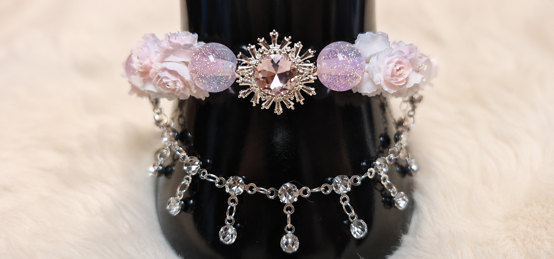 Pulsera copo de nieve rosa