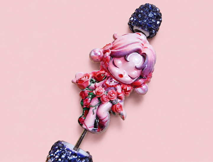 Acrílico Skullpanda rosas