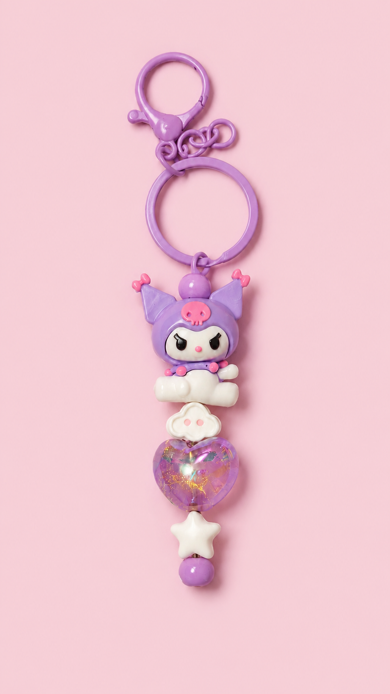 Llavero morado de Kuromi con corazón y estrella