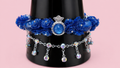 Pulsera de flores azul oscuro