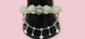 Pulsera de flores verde claro con círculo